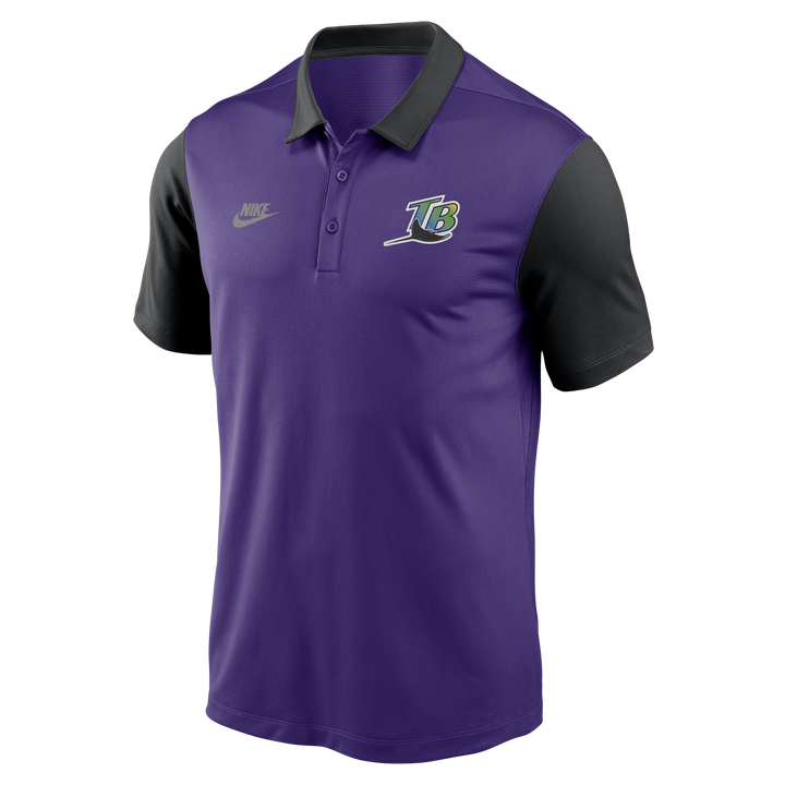 Rays Men's Nike Purple Black Cooperstown Dri Fit Polo Shirt
