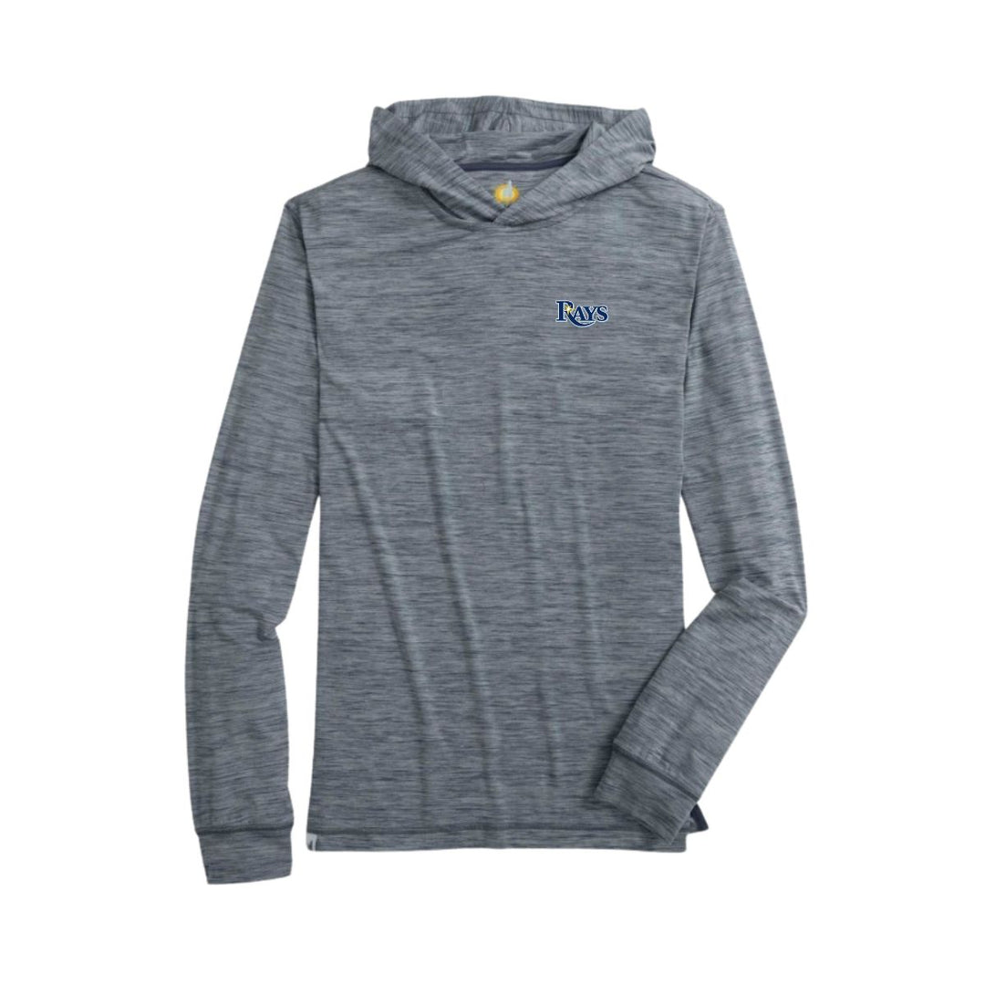Rays Johnnie O Grey Wordmark Lightweight Long Sleeve Hoodie