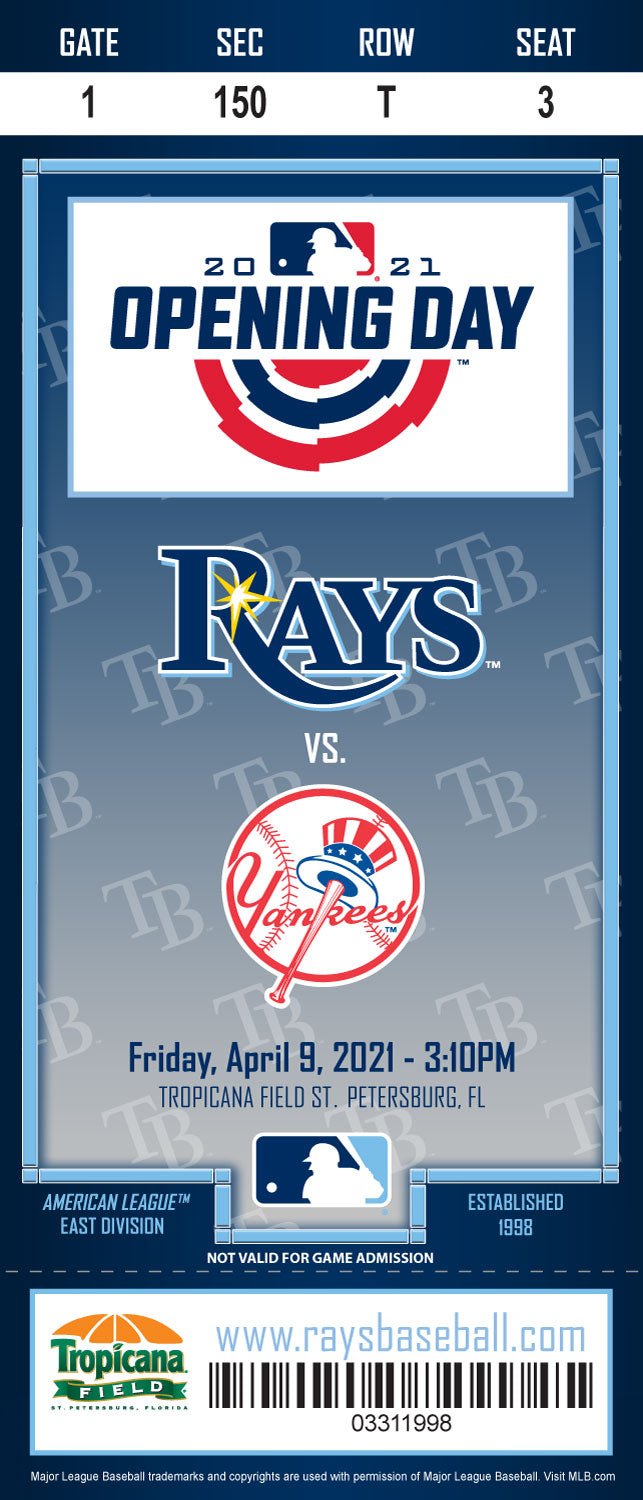Rays Opening Day Commemorative Ticket 2021
