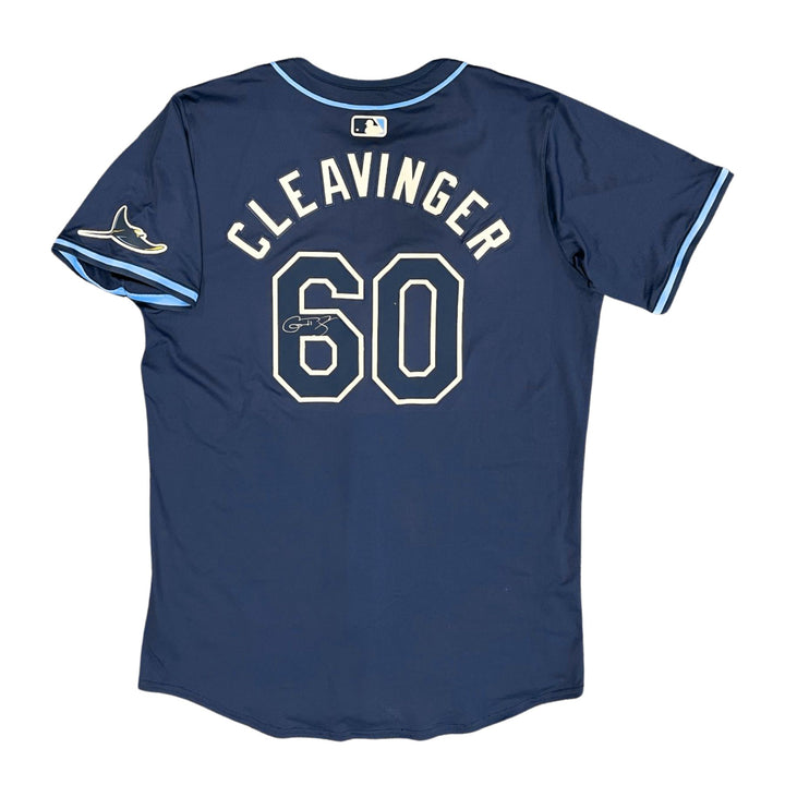 Rays Garrett Cleavinger Team Issued Authentic Autographed Navy Jersey