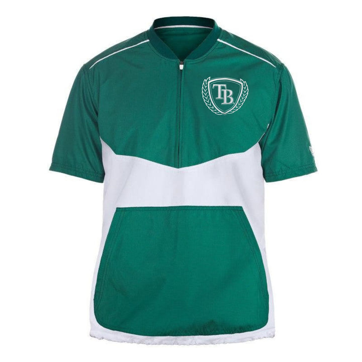 Rays Men's New Era Green and White Fairway Golf Short Sleeve 1/4 Zip Jacket