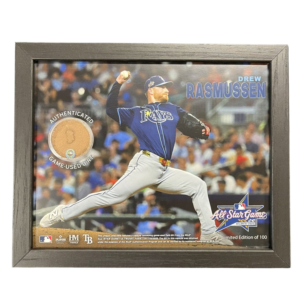 Rays Drew Rasmussen Authentic All Star Game-Used Field Dirt 9x11 Display