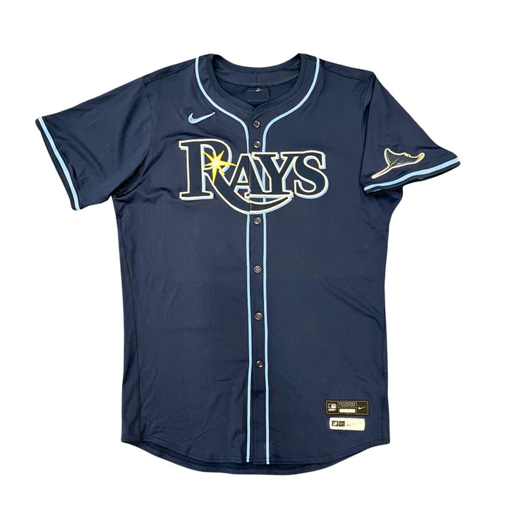 Rays Garrett Cleavinger Team Issued Authentic Autographed Navy Jersey
