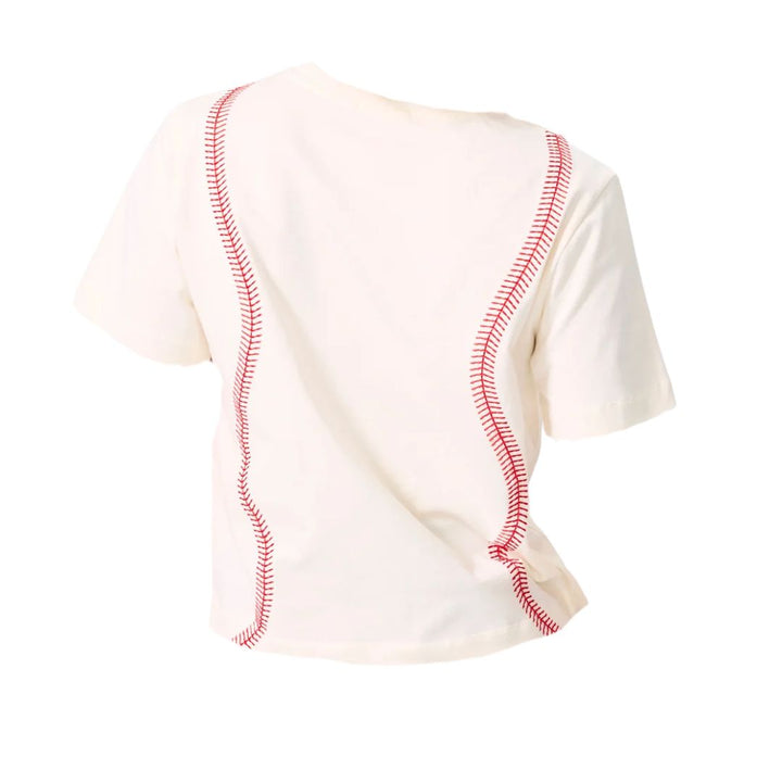 Rays TEREZ Women's Devil Rays Wordmark Cream Baseball Stitch Tee