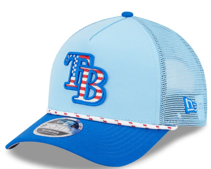 Rays New Era Light Blue TB 2025 July 4th 9Forty A-Frame M-Crown Adjustable Hat
