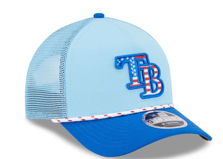 Rays New Era Light Blue TB 2025 July 4th 9Forty A-Frame M-Crown Adjustable Hat