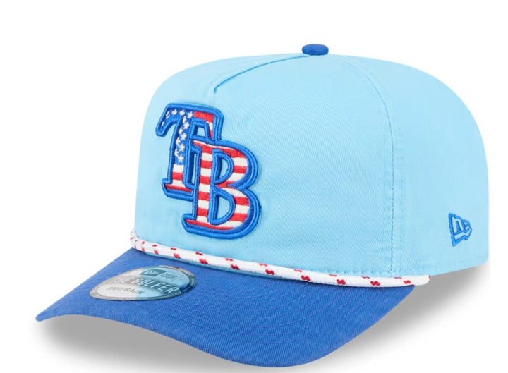 Rays New Era 2025 Light Blue TB July 4th Golfer Snapback Hat