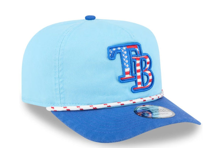 Rays New Era 2025 Light Blue TB July 4th Golfer Snapback Hat