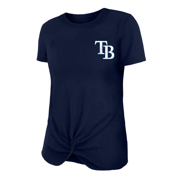 Rays Women's New Era Navy TB Front Knot Tee