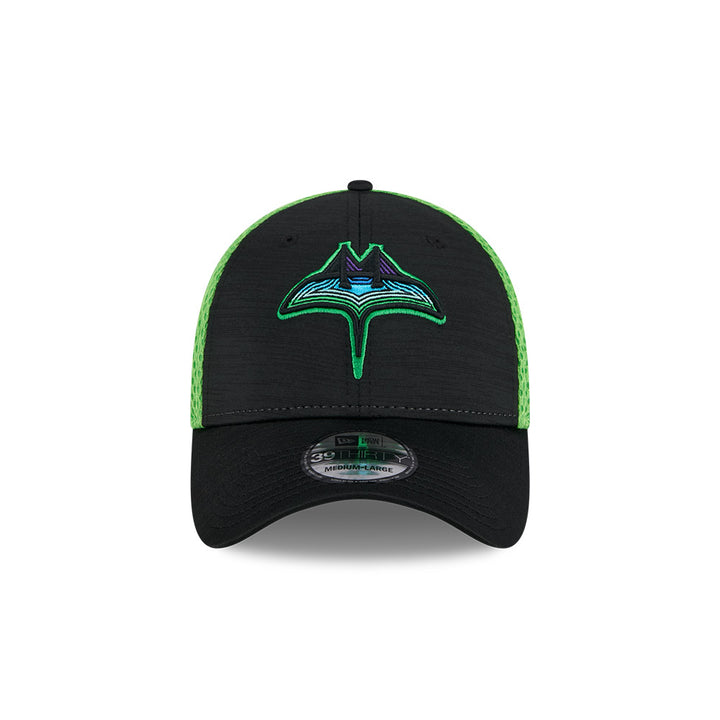 Rays New Era Black Green City Connect SkyRay Flames 39Thirty Flex Fit Hat