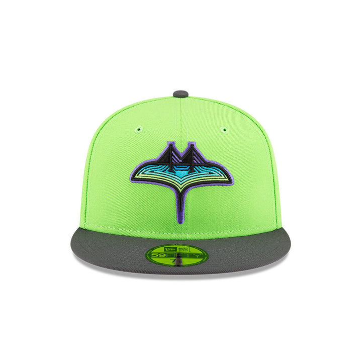 Rays New Era Lime Green Grey Two Tone City Connect Skyway Skate Tampa Bay 59Fifty Fitted Hat