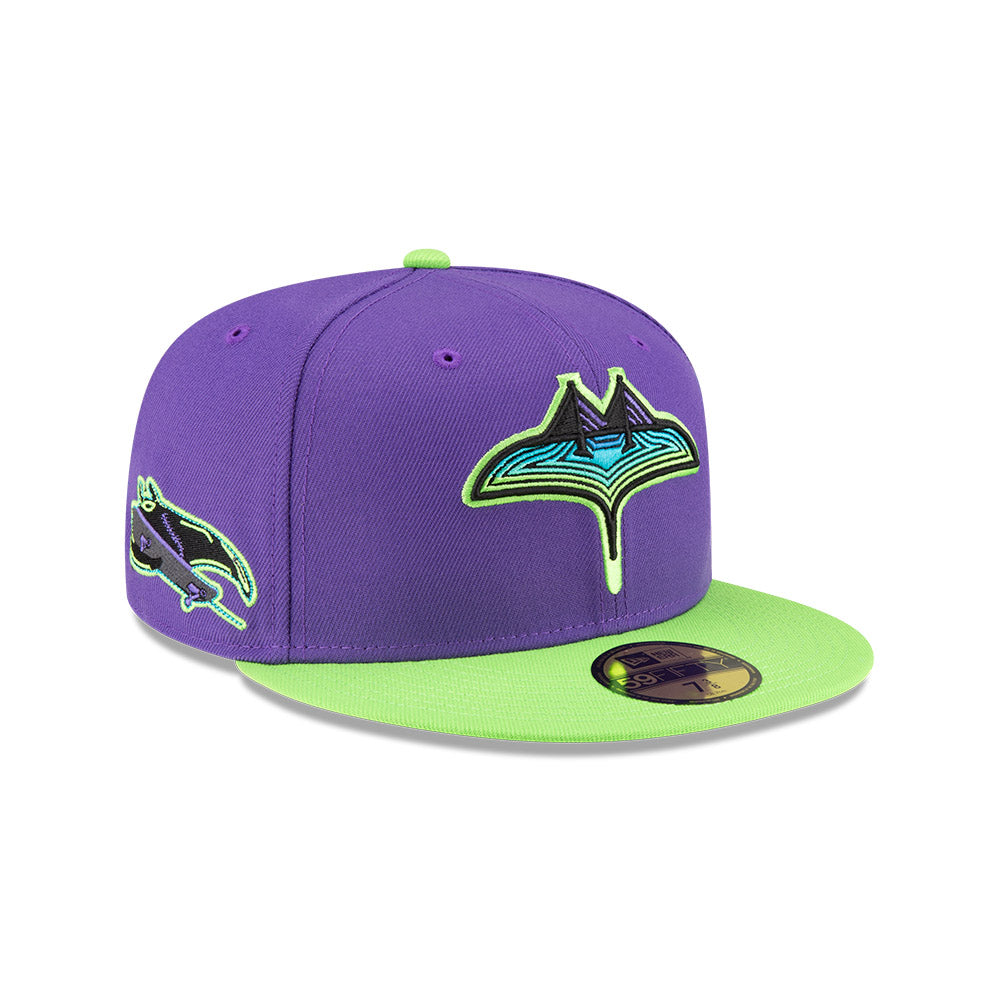 Rays New Era Purple Lime Green City Connect Skyway 59Fifty Fitted Hat