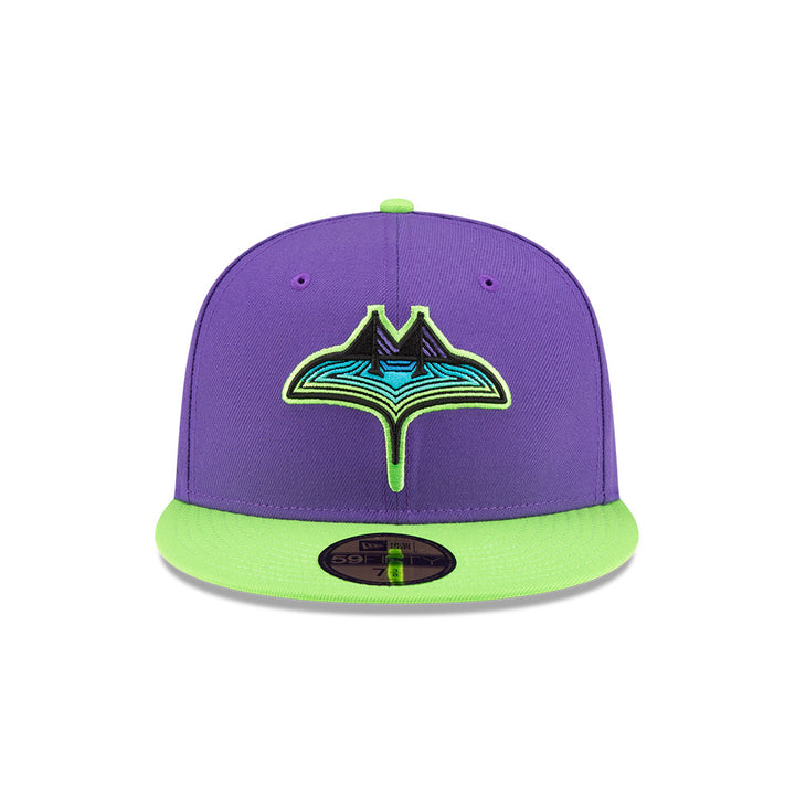 Rays New Era Purple Lime Green City Connect Skyway 59Fifty Fitted Hat