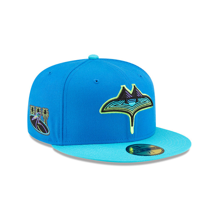 Rays New Era Blue Two Tone City Connect Skyway Pelican Tampa Bay 59Fifty Fitted Hat