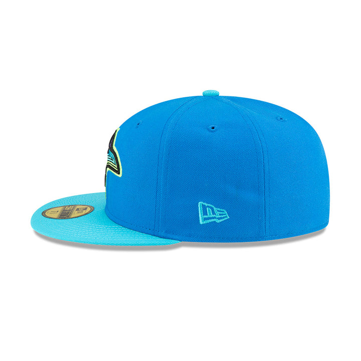 Rays New Era Blue Two Tone City Connect Skyway Pelican Tampa Bay 59Fifty Fitted Hat