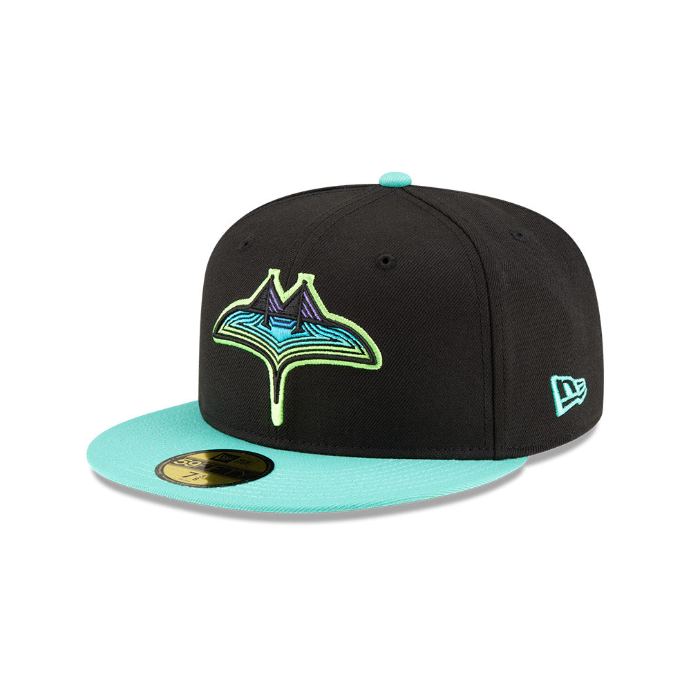Rays New Era Black Seafoam City Connect Skyway Tampa Bay 59Fifty Fitted Hat