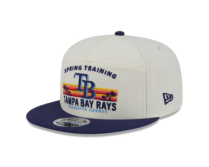 Rays Youth New Era Tan 2025 TB Sunset Palm Tree Spring Training 9FIFTY Snapback Hat