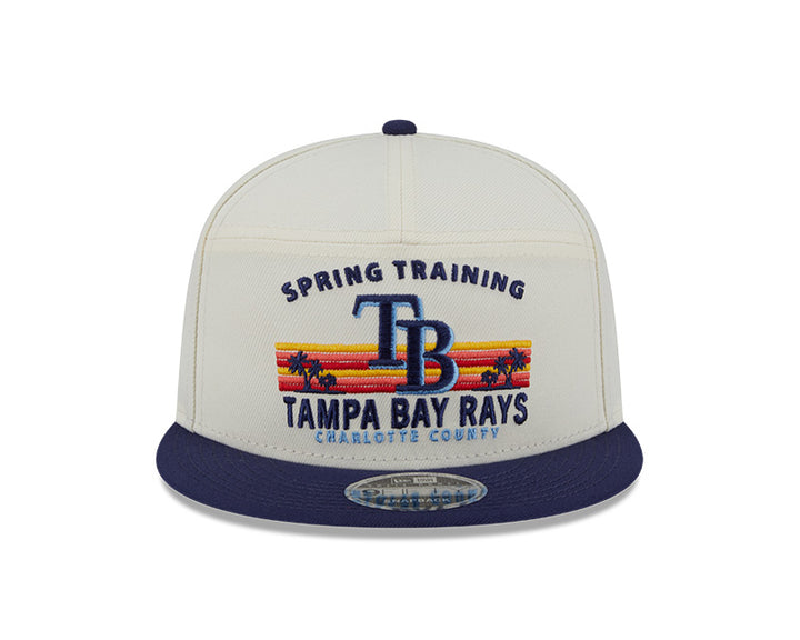 Rays Youth New Era Tan 2025 TB Sunset Palm Tree Spring Training 9FIFTY Snapback Hat