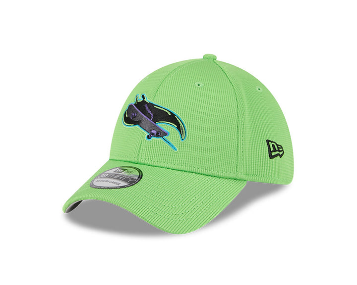 Rays New Era 2025 City Connect Neon Green Skateray Batting Practice 39Thirty Flex Fit Hat