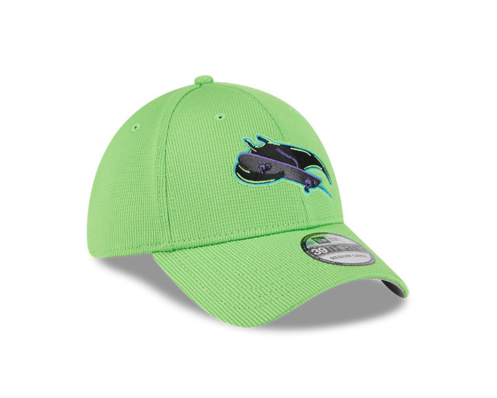 Rays New Era 2025 City Connect Neon Green Skateray Batting Practice 39Thirty Flex Fit Hat
