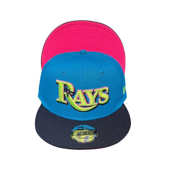 Rays New Era Teal Pink Wordmark 9Fifty Snapback Hat
