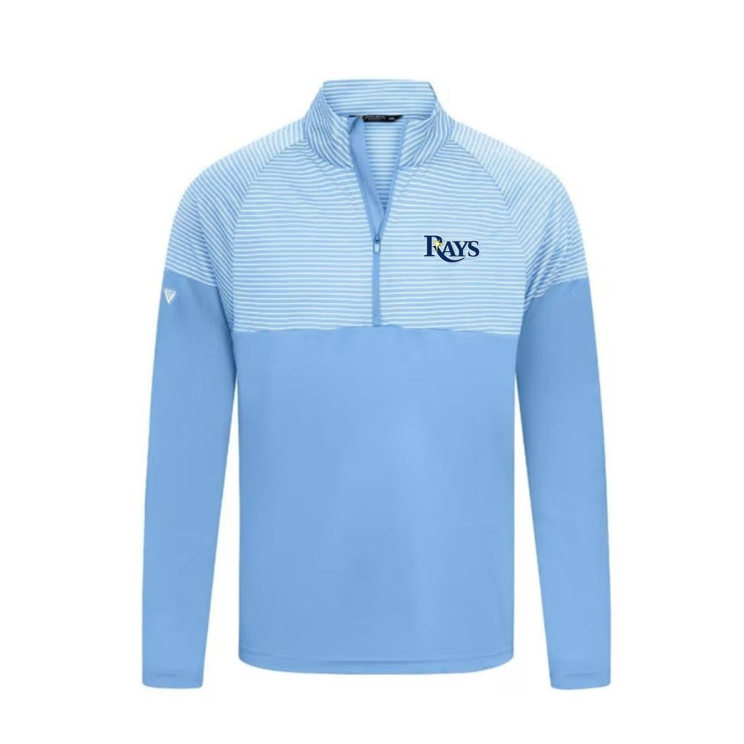 Rays Men's Levelwear Light Blue Striped Wordmark 1/4 Zip
