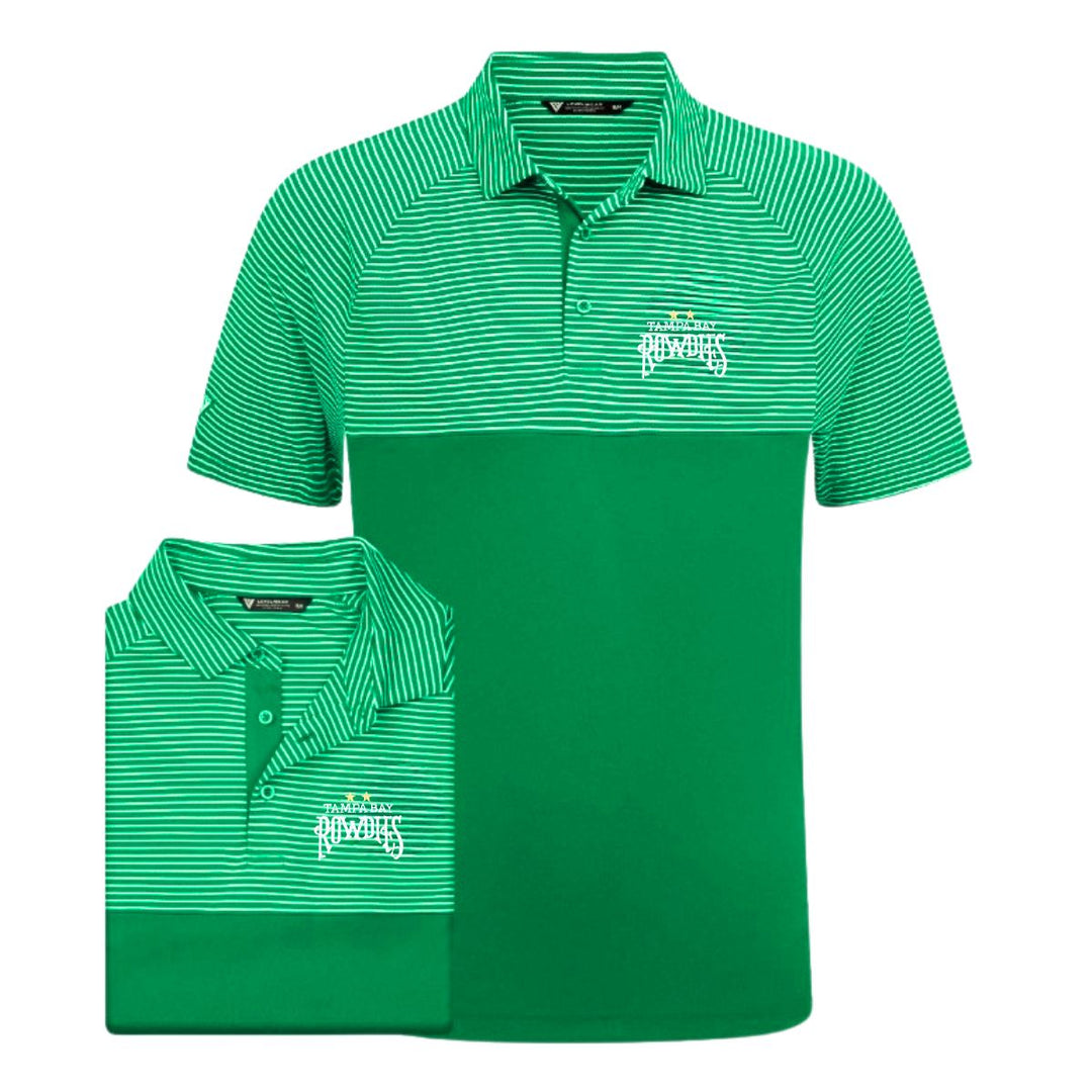Rowdies Men's Levelwear Kelly Green Stripped Two Star Polo