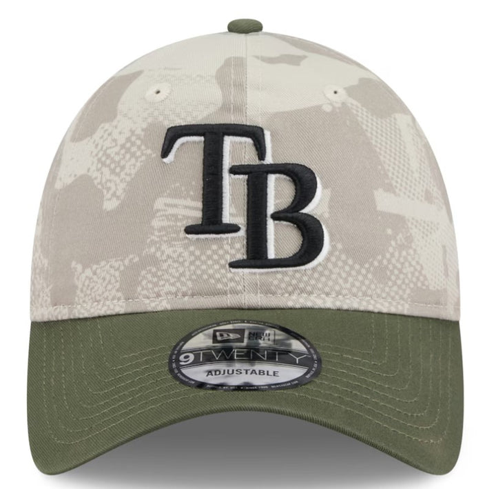 Rays Youth New Era Beige/Olive 2025 Armed Forces Day 9Twenty Adjustable Hat