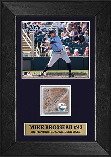 Rays Mike Brosseau Authentic Game-Used Base Piece 5x7 Display