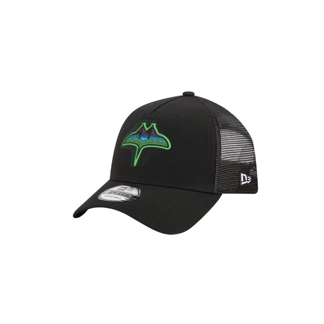 Rays New Era Child Black City Connect AFrame Trucker 9Forty Adjustable Hat