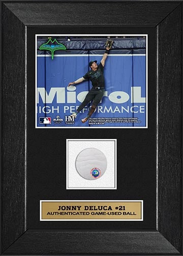 Rays Jonny Deluca Authentic City Connect Game-Used Baseball Piece 5x7 Display