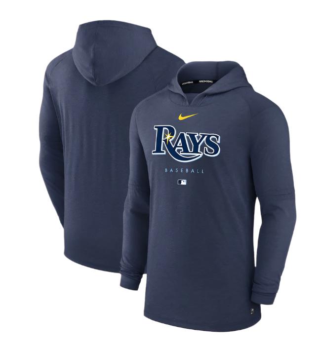 Rays Men's Nike Authentic Navy Rays Wordmark Early Work Pullover Hoodie