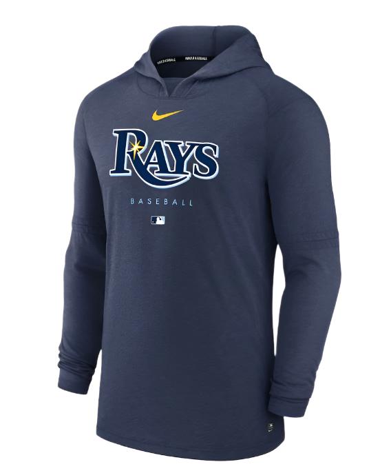 Rays Men's Nike Authentic Navy Rays Wordmark Early Work Pullover Hoodie