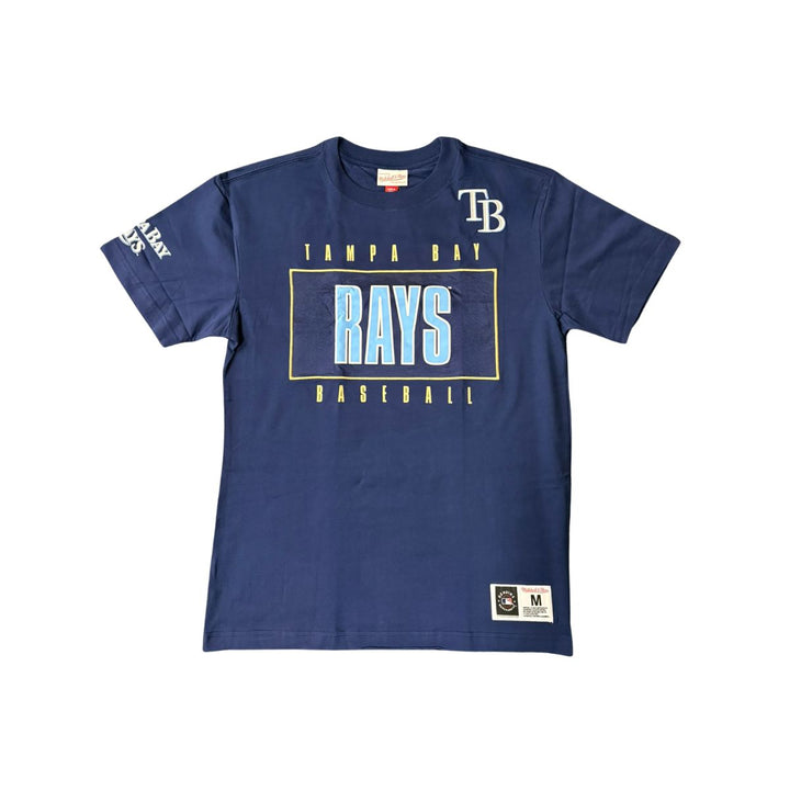 Rays Men's Mitchell & Ness Navy Current Logos Premium T-Shirt