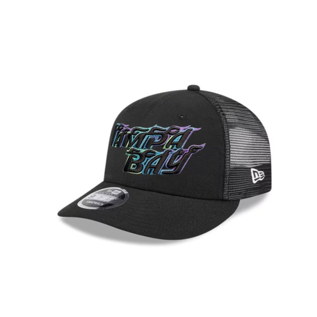 Rays New Era Black City Connect Low Profile 9Fifty Trucker Hat