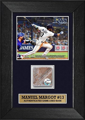 RAYS MANUEL MARGOT AUTHENTIC GAME-USED BASE PIECE 5x7 DISPLAY