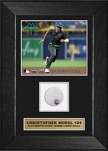 Rays Christopher Morel Authentic City Connect Game-Used Baseball Piece 5x7 Display