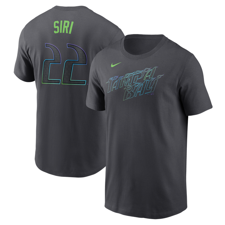 Rays Men's Nike Charcoal Grey City Connect Jose Siri Player T-Shirt