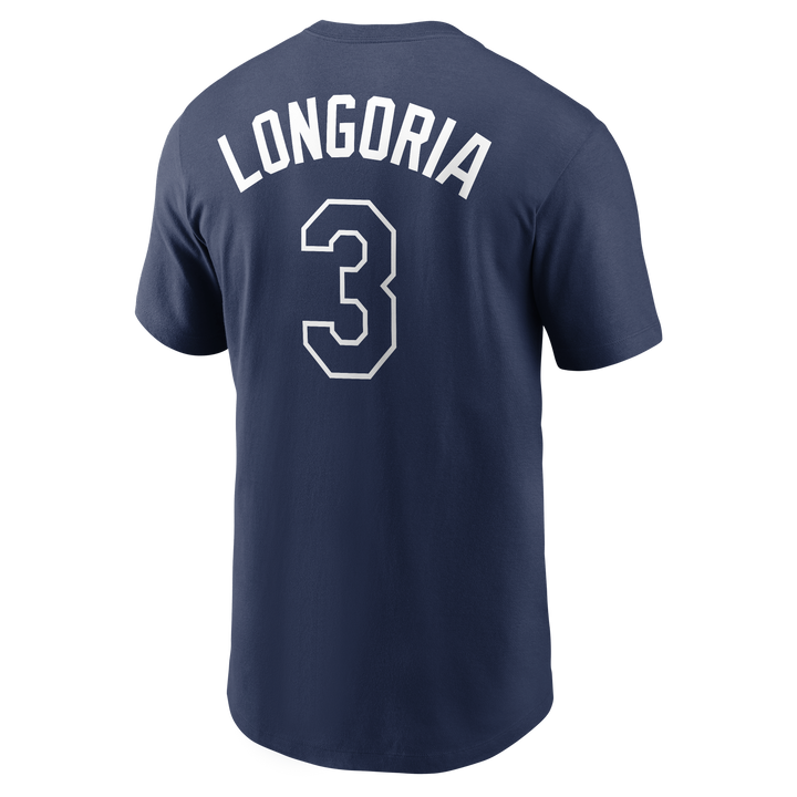 Rays Nike Navy Evan Longoria Name and Number T-Shirt