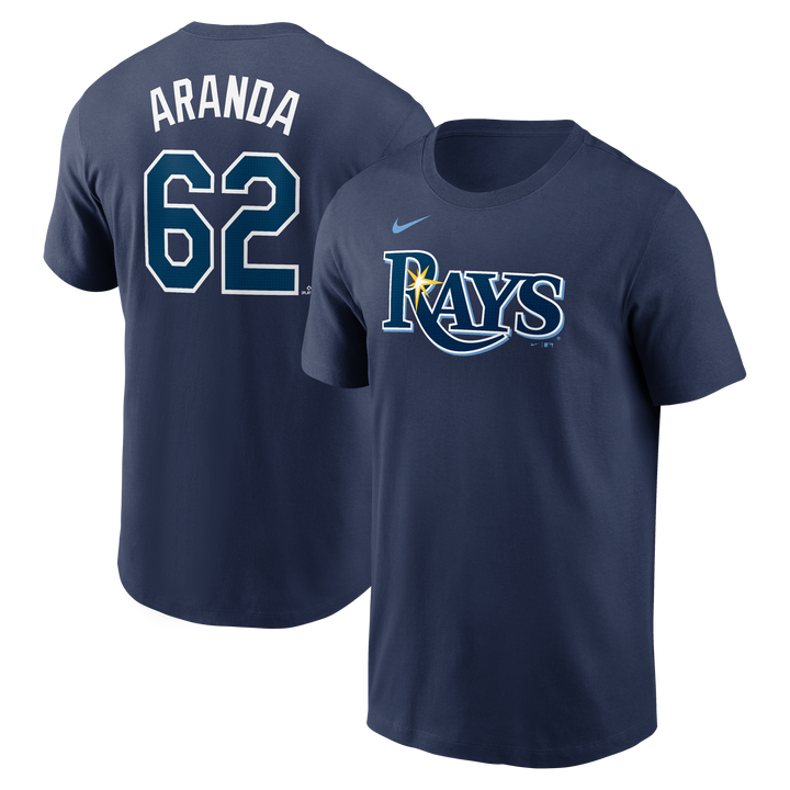 Rays Nike Navy Jonathan Aranda Name and Number T-Shirt