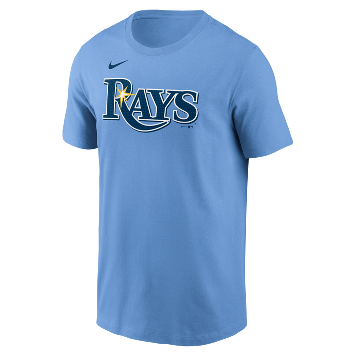 Rays Nike Columbia Blue Junior Caminero Name and Number T-Shirt