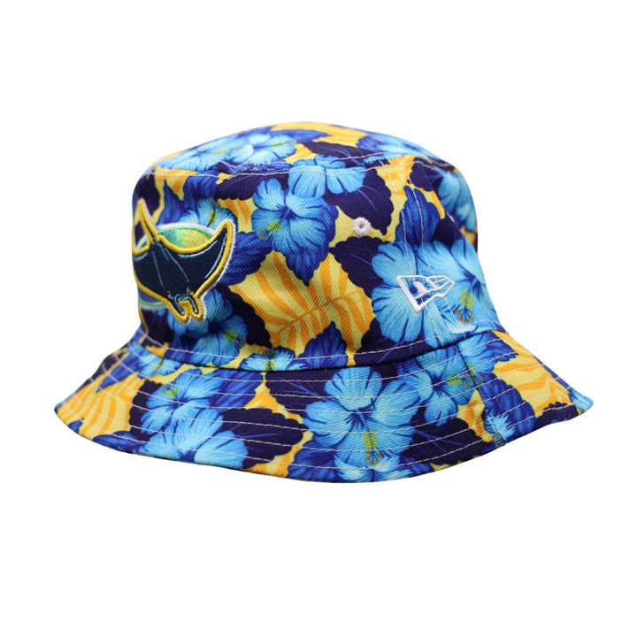Rays New Era Yellow and Blue Devil Rays Floral Bucket Hat