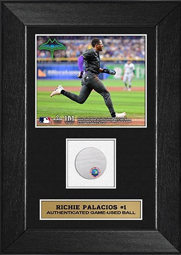 Rays Richie Palacios Authentic City Connect Game-Used Baseball Piece 5x7 Display