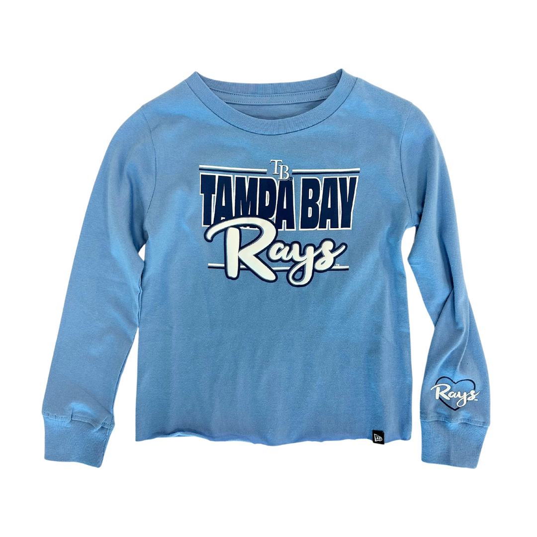 Rays Youth New Era Blue Tampa Bay Long Sleeve Crop Cut