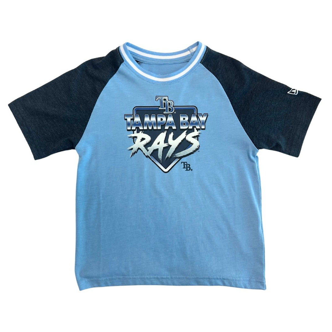 Rays Youth New Era Blue Home Plate Tampa Bay Raglan T-Shirt