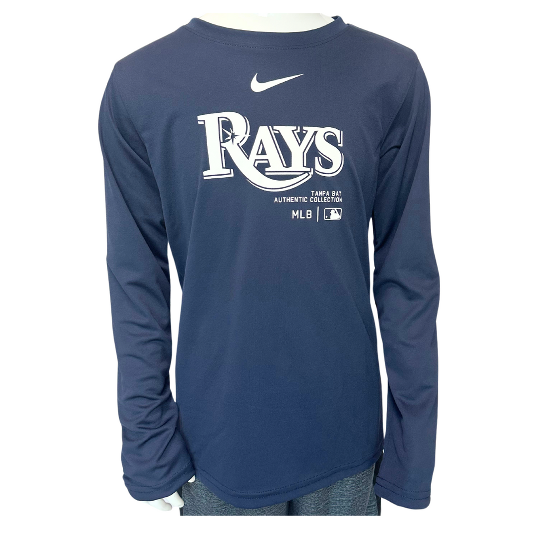 Rays Youth Nike Navy Authentic Collection Practice Long Sleeve Tee