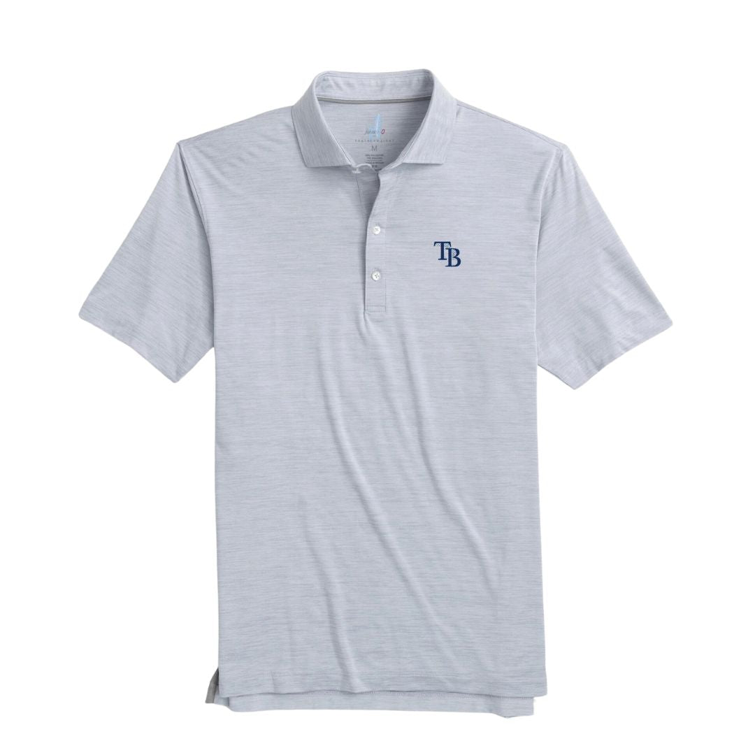 Rays Men's Johnnie-O Grey TB Huronn Performance Polo