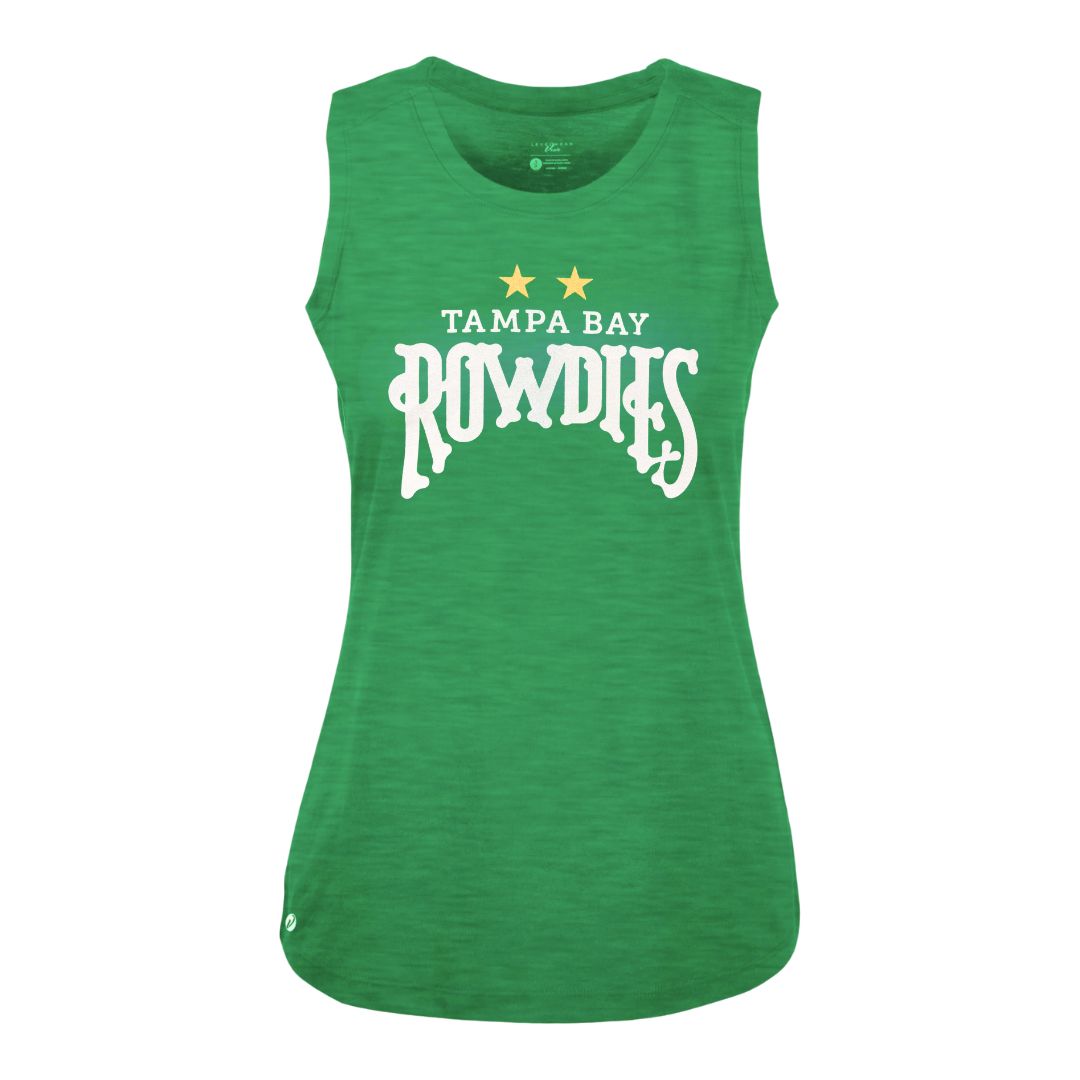 Rowdies Women's Levelwear Kelly Green Two Star Sleeveless Tank