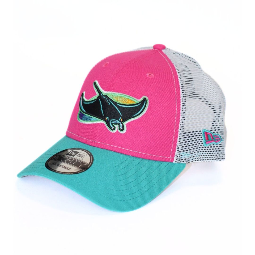 Rays Women's New Era Pink Teal Alt 9Forty Snapback Trucker Hat