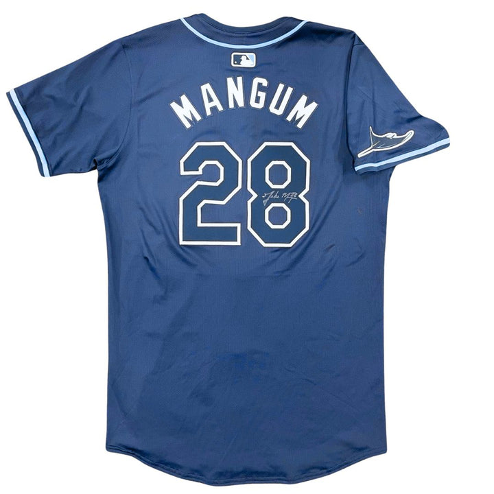 Rays Jake Mangum Team Issued Authentic Autographed Navy Jersey